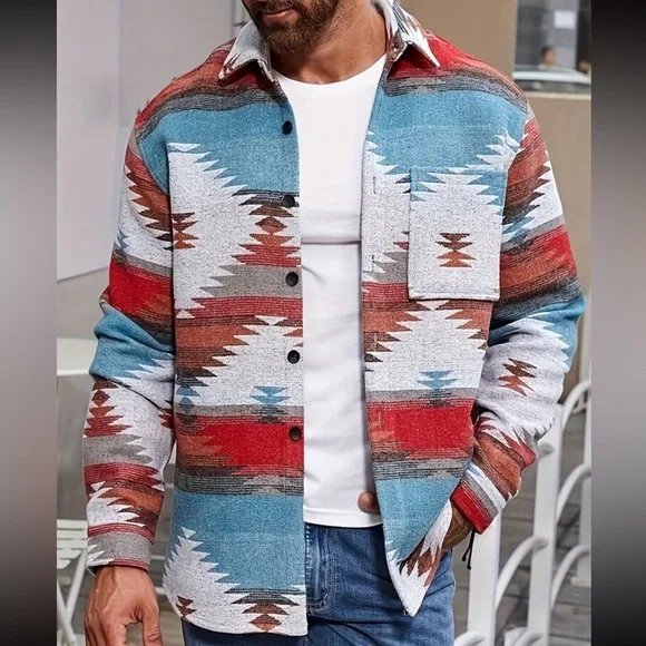 Manfinity Homme Men Plus Geo Print Pocket Patched Jacket - Picture 4 of 6